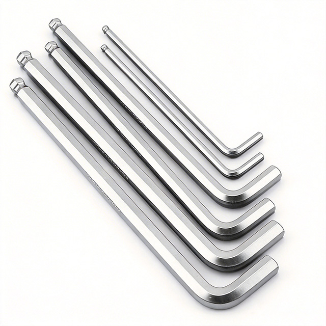 Long Arm Ball End Hex Key Wrench Set, S2 Alloy Steel Allen Keys with L-Shaped Handle, Multi-Size for Bike Furniture Repair