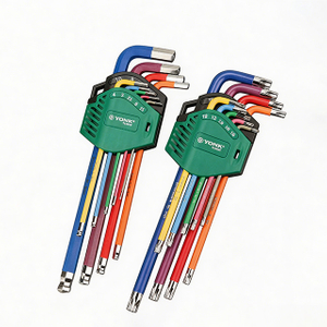 Long Arm Ball End Hex Key Wrench Set, S2 Alloy Steel Allen Keys, Color-Coded L-Shaped Hex Keys with Storage Holder for Bike & Car Repair