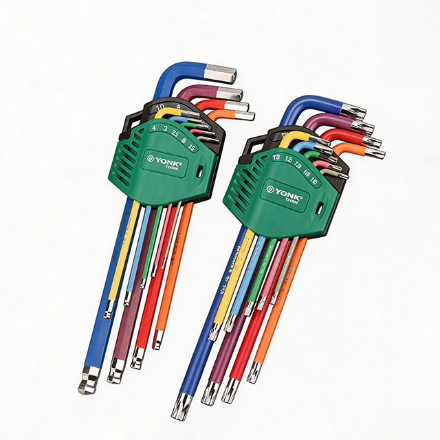 Long Arm Ball End Hex Key Wrench Set, S2 Alloy Steel Allen Keys, Color-Coded L-Shaped Hex Keys with Storage Holder