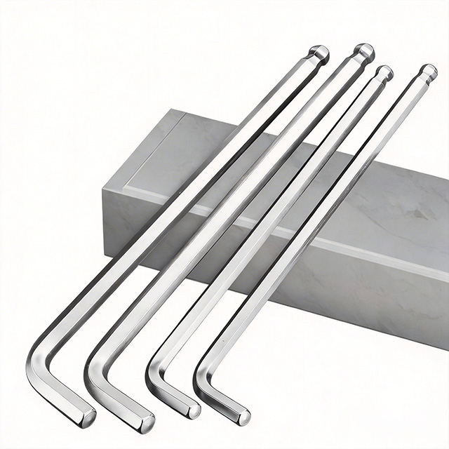Long Arm Ball End Hex Key Wrench Set, S2 Alloy Steel Allen Keys with L-Shaped Handle, Multi-Size for Bike Furniture Repair