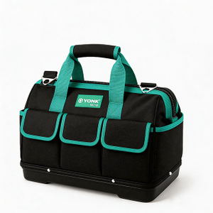Heavy Duty Tool Bag,Oxford Cloth Tool Tote with Hard Base, Multi-Pocket Tool Organizer for Electricians, Carpenters
