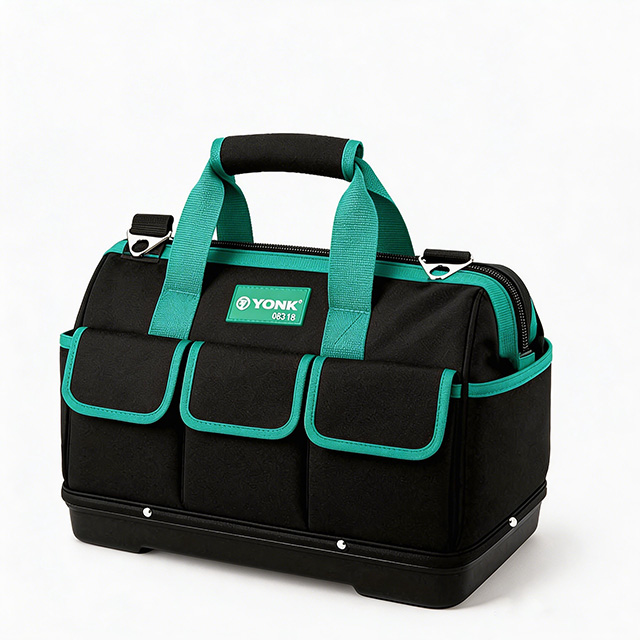 Heavy Duty Tool Bag,Oxford Cloth Tool Tote with Hard Base, Multi-Pocket Tool Organizer