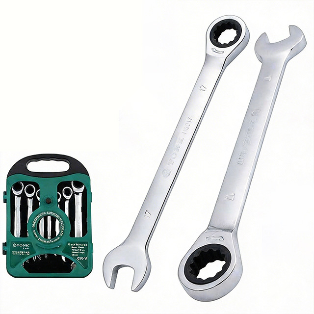 Ratchet Combination Wrench, Cr-V Steel Ratchet Spanner, 72-Tooth Open End & Box End Wrench