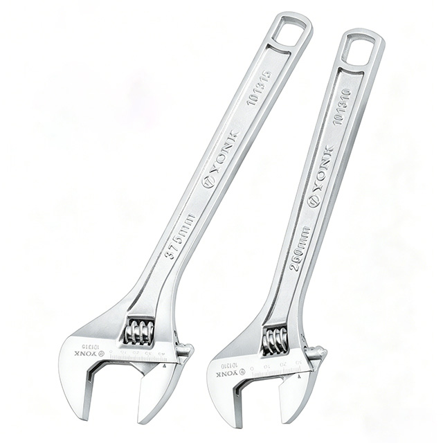 Industrial Adjustable Wrench, CR-V Steel Chrome Plated Adjustable Spanner 